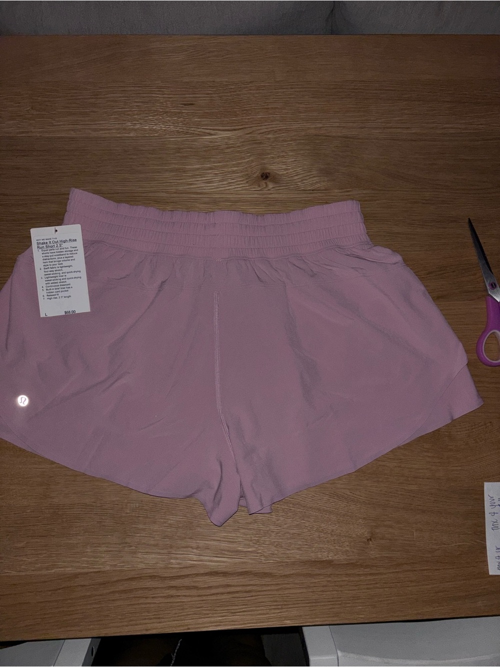lululemon athletica Light Pink Smocked Waist Athletic Shorts - Picture 3 of 5